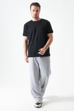 T-shirt basique noir à col rond pour homme