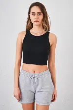 Débardeur sans manches à col rond noir pour femme