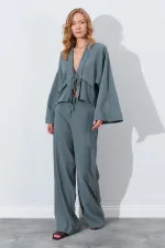 Kadın Haki Palazzo Pantolon