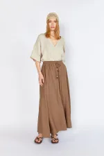 Jupe café pour femme, coutures épaisses, taille élastique