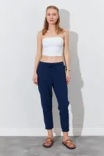 Kadın Lacivert (6813) Paça Pis Dikişli Gabardin Pantolon