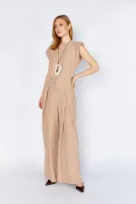 Kadın Vizon 20236 Ön Içe Girmeli Pileli Bol Paça Pantolon