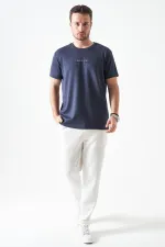 T-shirt homme anthracite à col rond en modal avec imprimé MANFECTUREO