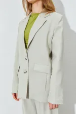 Kadın Çağla Blazer Ceketli Palozzo Modal Pantolonlu Takım