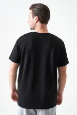 T-shirt noir à col rond pour homme, imprimé modal Overdose