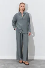 Kadın Haki Oversize Gömlek