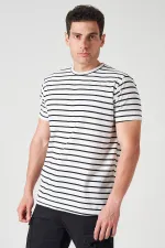 Erkek Siyah Bisiklet Yaka Ringel Mini Waffle Tişört