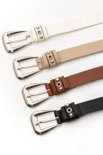 Kadın Bej 2.5 Cm Köprü Detaylı Kemer