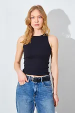 Kadın Siyah (25597) Yüzücü Model Bisiklet Yaka Full Licra Ribana Atlet