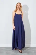 Kadın Lacivert U Yaka Salaş Modal Elbise