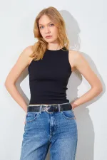 Kadın Siyah (25597) Yüzücü Model Bisiklet Yaka Full Licra Ribana Atlet