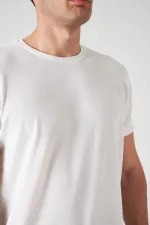 Erkek Beyaz Bisiklet Yaka Petek Basic Tişört