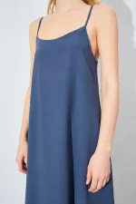 Kadın Antrasit U Yaka Salaş Modal Elbise