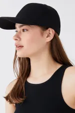 Kadın Siyah Gabardin Basic Kep Şapka