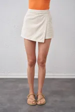 Kadın Taş Yanı Fermuarlı Şort Etek