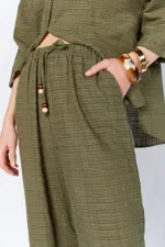 Women's Khaki Lined Trousers with Belt