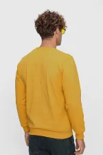 Erkek Hardal (22-7781) Bisiklet Yaka Basic Üç İp Sweatshirt