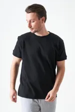 T-shirt basique noir à col rond pour homme