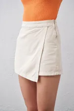 Kadın Taş Yanı Fermuarlı Şort Etek