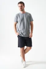 T-shirt basique ottoman gris peint à col rond pour homme