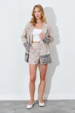 Kadın Vizon Desenli Mini Şort