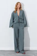 Kadın Haki Palazzo Pantolon