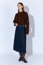 Women's Rinse Wash Side Buckle Wrap Jean Skirt Women's Rinse Wash Side Buckle Wrap Jean Skirt
