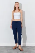 Kadın Lacivert (6813) Paça Pis Dikişli Gabardin Pantolon