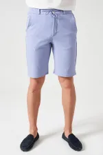 Short indigo pour homme avec ceinture semi-élastiquée et finitions dorées