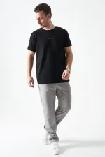 T-shirt noir à col rond en modal pour homme avec impression « MADE WITH »