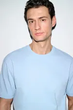 Erkek Mavi Bisiklet Yaka Modal Basic Tişört