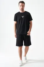 Erkek Siyah Önü Çima Dikişli Modal Şort