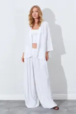 Kadın Ekru Önü Açık Salaş Basic Ceket