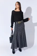 Kadın Siyah Içi Mini Etekli Dilimli Tül Etek