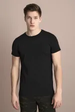 Erkek Siyah Bisiklet Yaka Basic Tişört