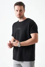 T-shirt noir à col rond en modal pour homme avec impression « MADE WITH »