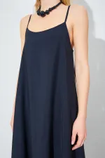 Kadın Siyah U Yaka Salaş Modal Elbise