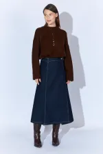 Women's Rinse Wash Side Buckle Wrap Jean Skirt Women's Rinse Wash Side Buckle Wrap Jean Skirt