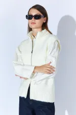 Kadın Ekru Fermarlı Buklet Yelek