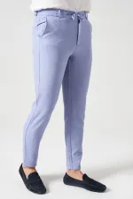 Erkek İndigo Beli Yarım Lastikli Gold Gofre  Pantolon
