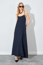 Kadın Siyah U Yaka Salaş Modal Elbise