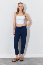 Kadın Lacivert (6813) Paça Pis Dikişli Gabardin Pantolon