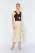 Kadın Taş 3495 Beli Kemerli Parça Detaylı Etek