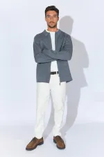 Erkek Antrasit-Taba Double Face Akrilik Fermuarlı Hırka