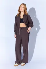 Women's Coffee 155 Zip-Up Jacket and Loose-Fit Trousers Set