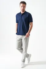 Erkek 739-Gri Beli Yarım Lastikli ve Fermuarlı Yerli Teknik SRN42 Kumaş Pantolon