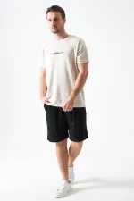 T-shirt beige à col rond pour homme en modal avec imprimé REFRESH
