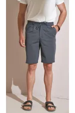 Short pour homme anthracite à taille semi-élastiquée et pli simple 7046