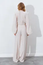 Kadın Bej Palazzo Pantolon