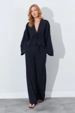 Kadın Siyah Palazzo Pantolon